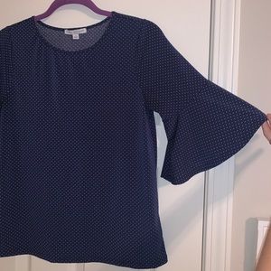 S Green Envelope Blue Polkadot Blouse
